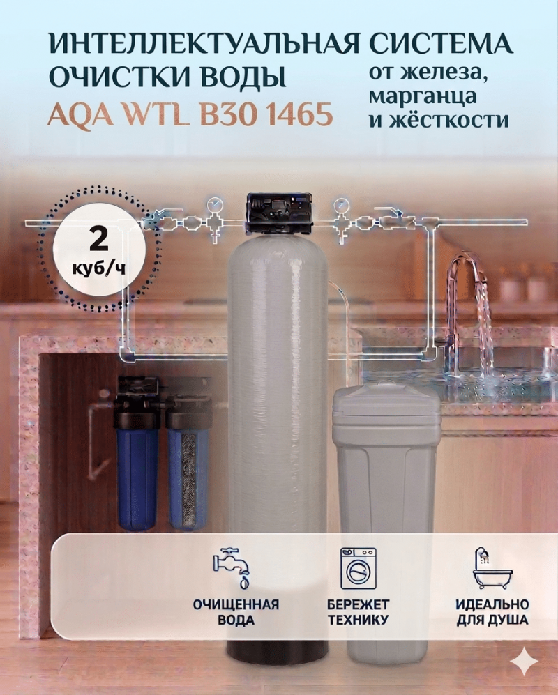 WTLB30 1465 Система для удаления большого содержания железа и жесткости воды из скважины.