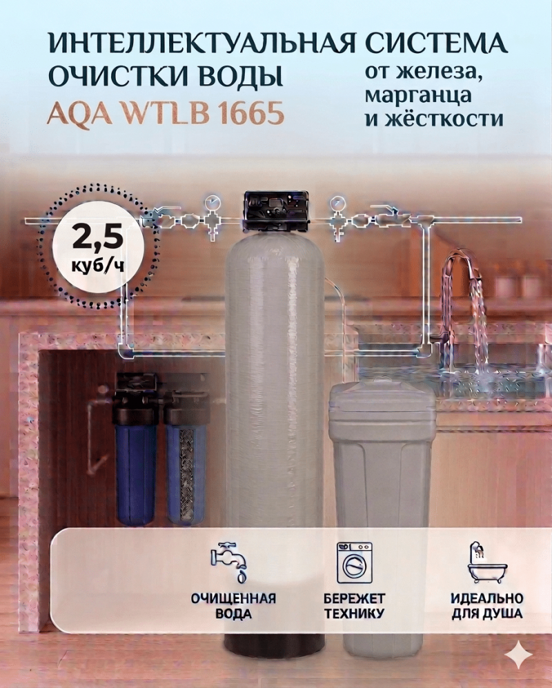 Система 1465 WTLB для обезжелезивания и умягчения воды из скважины